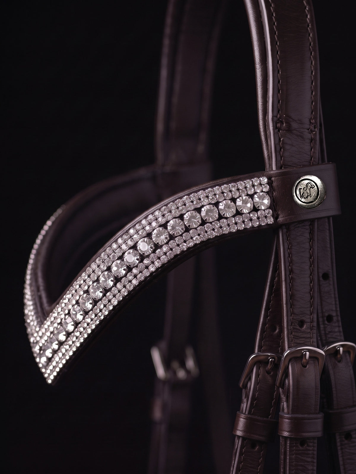 Frontal Aphrodite sur fond noir, cuir marron (image de synthèse)