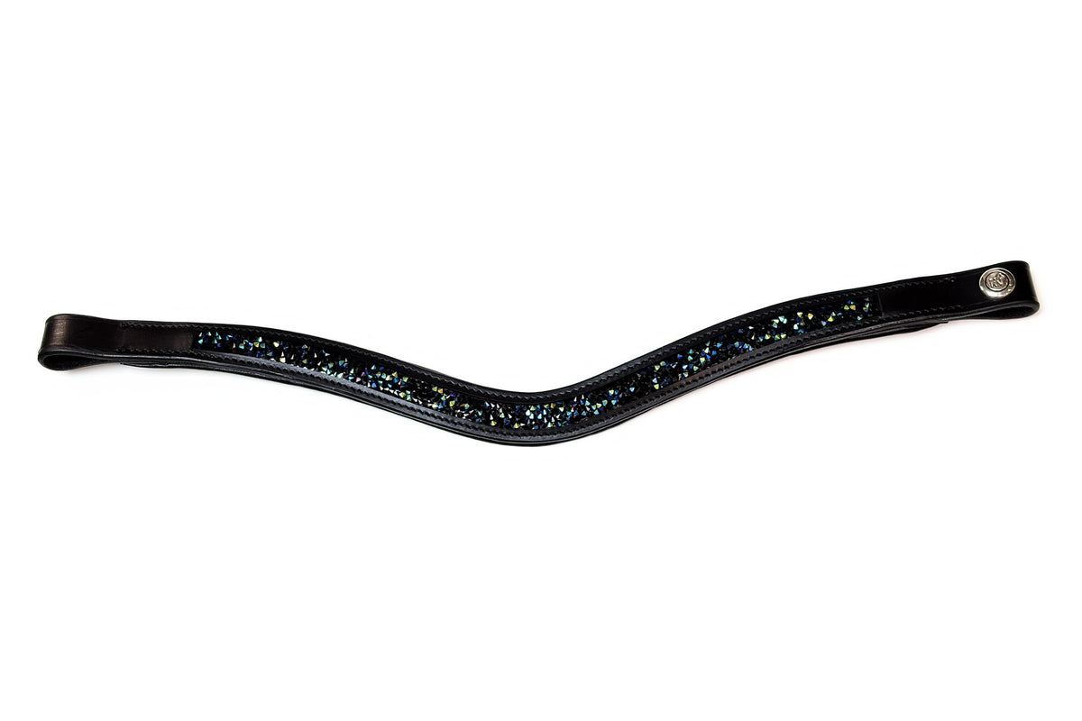 Frontal Artémis Iridescent en cuir noir – vue à plat