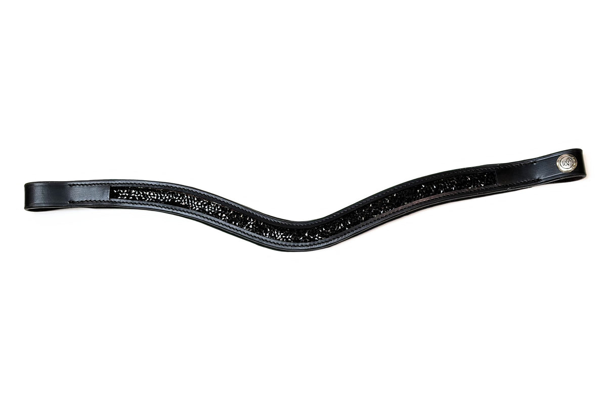 Frontal Artémis Solid Black en cuir noir – vue à plat