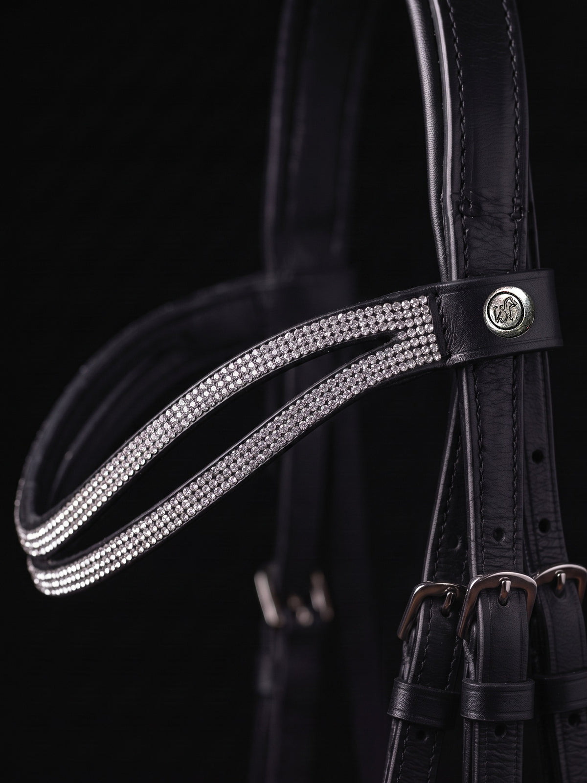 Frontal Eris Cristal sur fond noir, cuir noir (image de synthèse)
