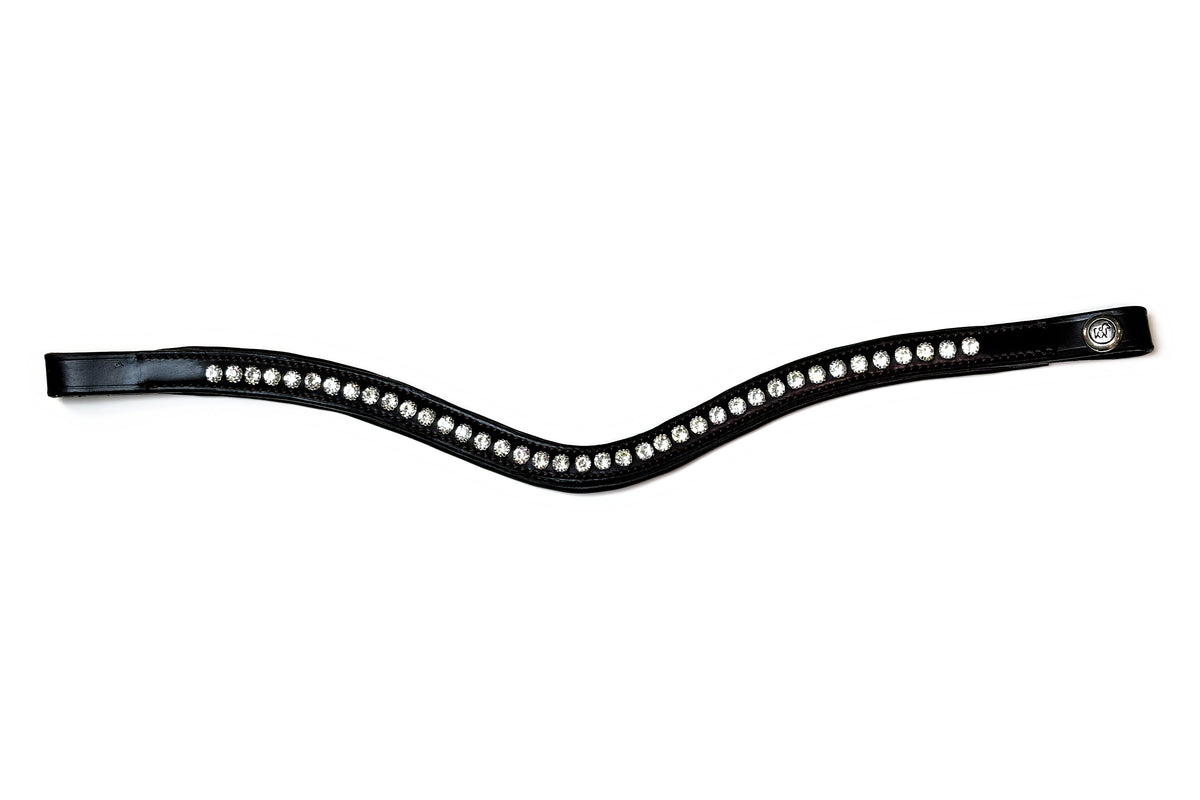 Frontal Metis Cristal, cuir noir, vue à plat
