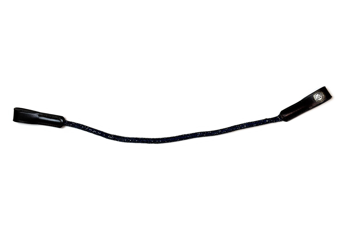 Frontal Séléné Navy Blue en cuir noir – vue à plat