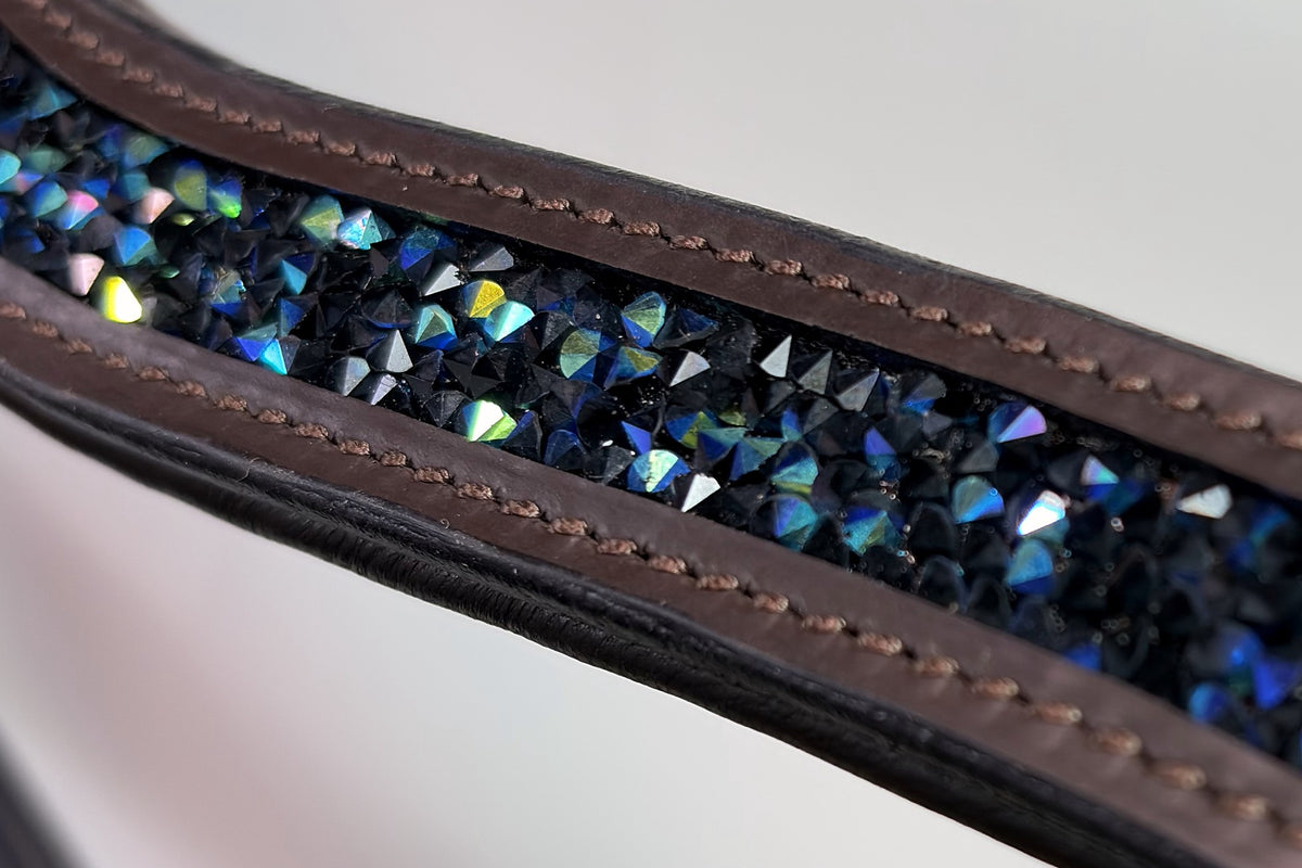 Frontal Artémis Iridescent en cuir malt – macro des strass