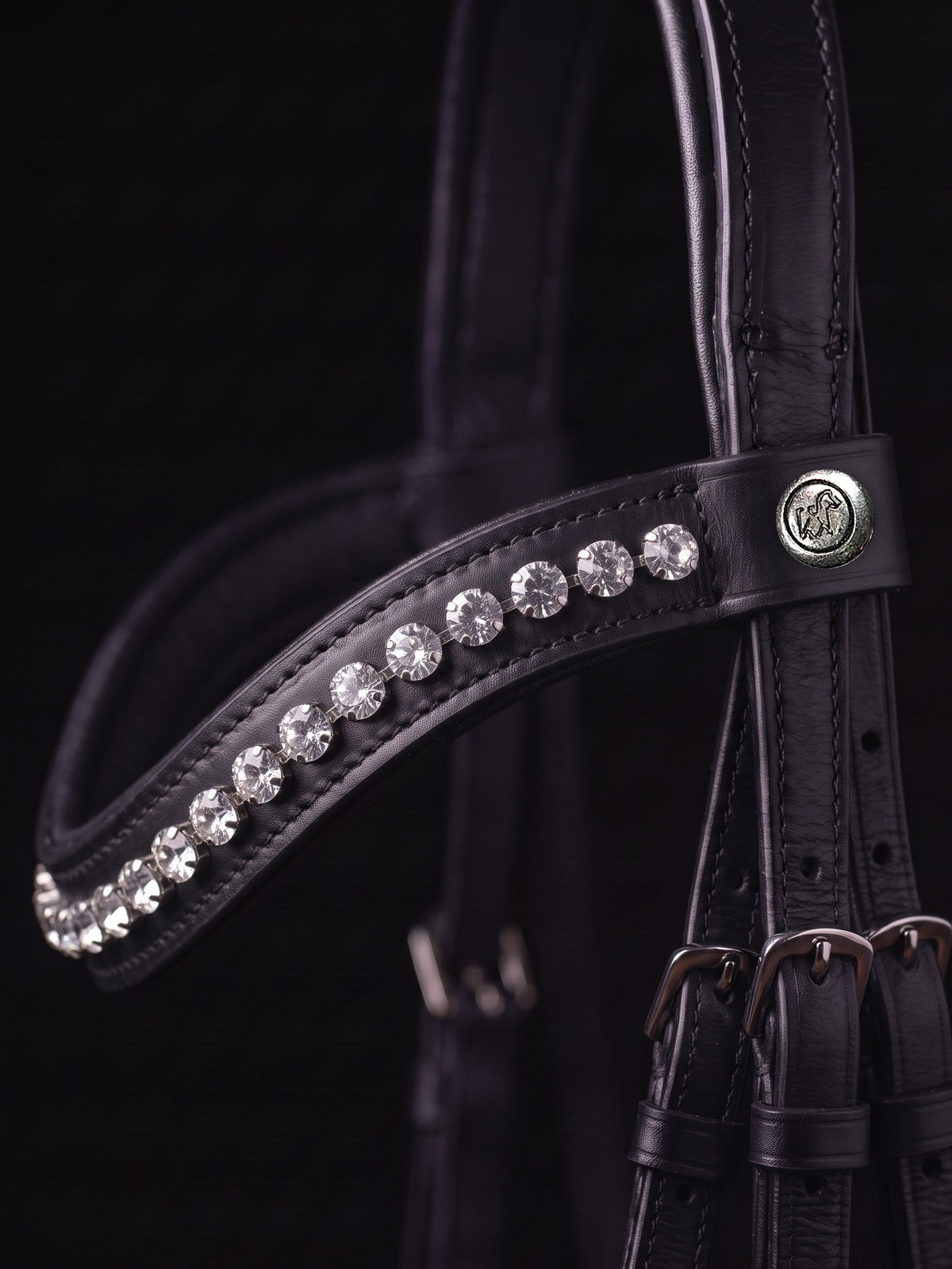 Frontal Metis Cristal sur fond noir, cuir noir (image de synthèse)