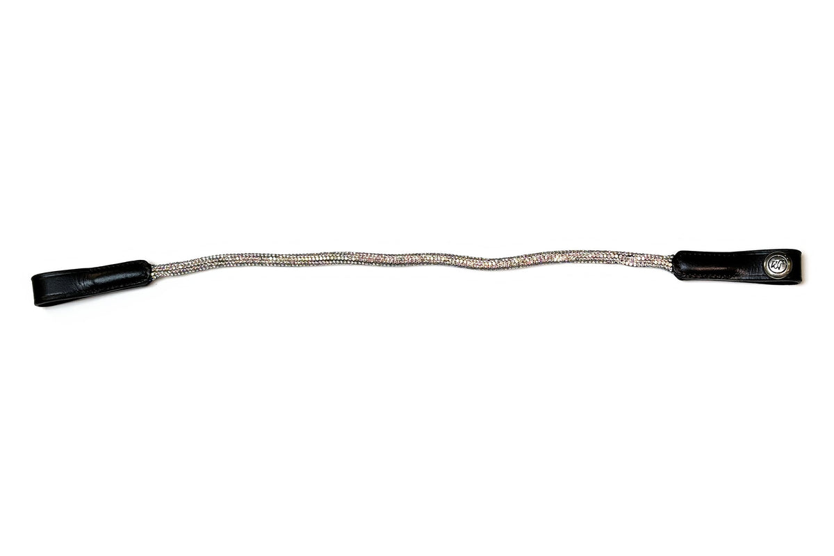 Frontal Séléné Opale en cuir noir – vue à plat