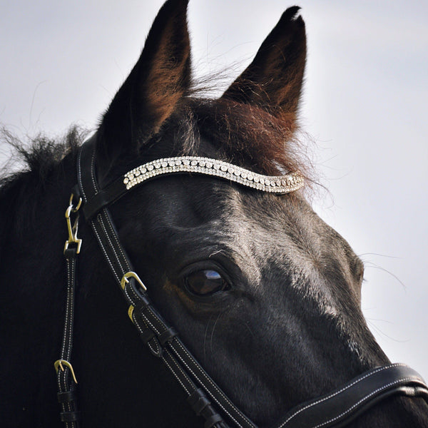 Frontal Pour Chevaux RAPIDA Velociti – Cuir Tannage Végétal, Laiton, Rembourré, Facile à Mettre